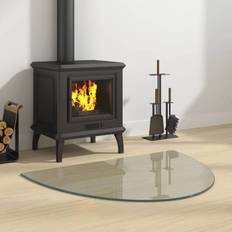 Floor Ethanol Fireplaces vidaXL Funkenschutzplatte Glas Halbrund 800x600 mm