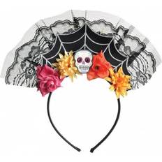 Halloween - Naiset Juhlamekot Amscan Day of the dead womens spiderweb headband