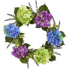 Flowers Nearly Natural 22-in Hydrangea Artificial Wreath