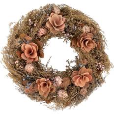 Orange Decorative Items Northlight Coral Twig & Floral Autumn Harvest Wreath Decoration