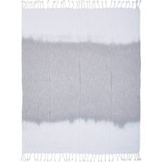 LR Home Soft Shibori Slab Fringe Blankets White (152.4x127cm)