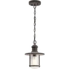 Lanterns Elstead Lighting Kichler Riverwood IP44 Medium Exterior Pendant in Weathered Zinc Lantern