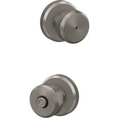 Window Hardware & Fittings Schlage Bowery Satin Privacy Bed/Bath Door Knob with Greyson Trim