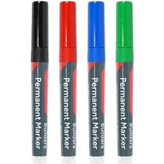 Timco Builders Permanent Markers Fine Tip Mixed Colours