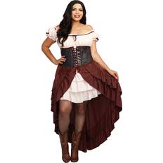 Costumes Dreamgirl Plus Saloon Gal Women's Costume Pink/Brown 2X