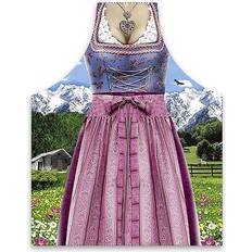 Close Up Dirndl Apron Blue, Pink (73x58cm)