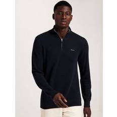 Gant Sweaters Gant Cotton Pique Half Zip Jumper - Navy