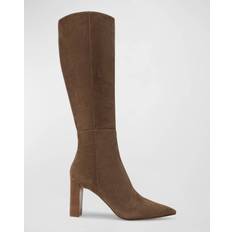 Brown - Men High Boots Alexandre Birman Elisa Suede Block-Heel Knee Boots TAN 10B