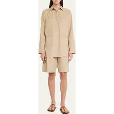 Pleats Shorts Toteme Mid-rise twill Bermuda shorts beige