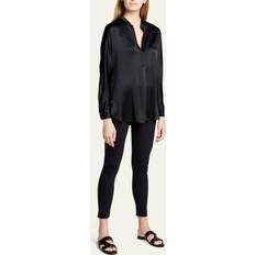 Silk satin blouse black
