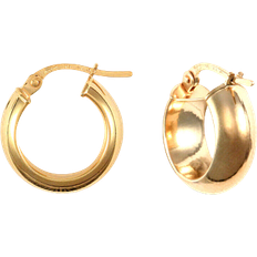 Jewelco London D Shape Wedding Band Style Hoops - Gold