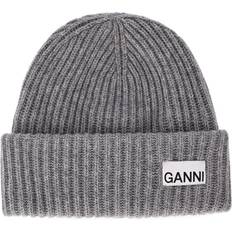 Polyamide Accessories Ganni Rib Knit Beanie - Grey