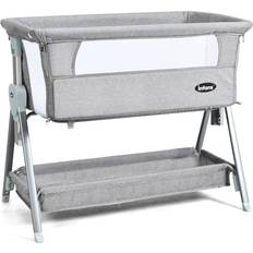 Storage Option Bedside Crib Costway Adjustable Baby Bedside Crib with Large Storage 32x22"