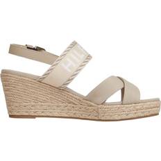 Beige Espadrillas Tommy Hilfiger Logo Mid Wedge - Sandalwood