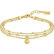 HUGO BOSS Transparant Armbanden HUGO BOSS Iris Layered Chain Bracelet - Gold/Transparent