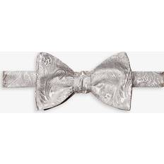 Herre Sløyfer Etón Mens Light Grey Paisley-print Silk bow tie