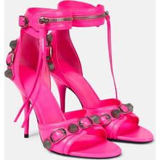 Balenciaga Women Heeled Sandals Balenciaga Embellished leather sandals pink