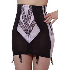 Women Corsets Rago Plus Women's High Waist Open Bottom Girdle w/ Garters in Pink Black Size 2X