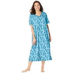 Nightgowns Dreams & Co Plus Women's Long Print Sleepshirt by Dreams & Co. in Pale Ocean Cat Size 5X/6X Nightgown