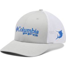 M Caps Columbia Unisex PFG Mesh Ball Cap, Cool Grey/White/Vivid Blue/Marlin