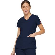 Dickies Women's EDS Signature Scrubs Jr. Fit V-Neck Top, Navy