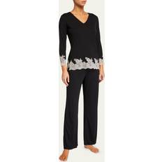 Black - Solid Colors Pajamas Natori Luxe Shangri-La Pajama Set Black