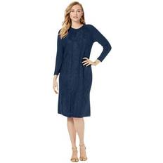 Jessica London Dresses Jessica London Plus Women's Cable Sweater Dress in Navy Size 30/32