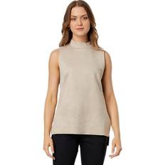 Brown - Women Tank Tops Vince Camuto Sleeveless Mock Neck Top Latte