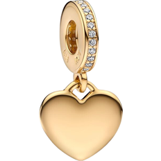 Pandora Charms & Anhänger Pandora Engravable Heart Tag Dangle Charm - Gold/Transparent