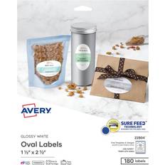 Office Supplies Avery 1-1/2"x2-1/2" Oval Labels with Sure Feed Permanent Adhesive 180pcs