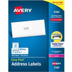 Label Makers & Labeling Tapes Avery Easy Peel Address Labels Sure Feed Technology Permanent Adhesive 1"x2-5/8" 3000pcs