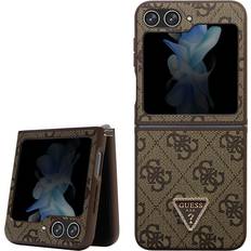 Guess Samsung Galaxy Z Flip 5 Cover 4G Metal Triangle Strass Brun