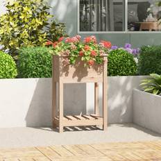 Macetas, Plantas y Cultivo vidaXL Jardinera De Madera Maciza De Pino 54x34.5x81 cm - Marrón