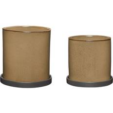 Hübsch Era flower pots brown set of 2 pieces