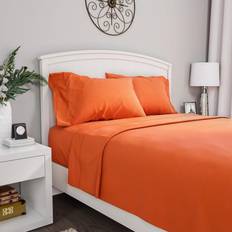 Lavish Home 75 Thread Count Bed Sheet Orange (243.8x167.6cm)
