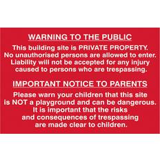 Workplace Signs Scan SCA4251 Site Warning To Public Parents