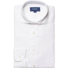 Eton Økologiske Skjorter Eton White Linen Shirt Contemporary Fit Mand Langærmede Skjorter hos Magasin Hvid