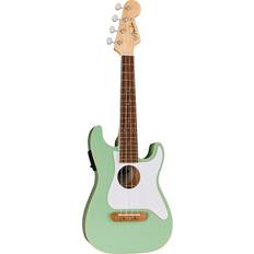 Grønn Ukuleler Fender Fullerton Strat Uke Surf Green, Walnut FB, White PG