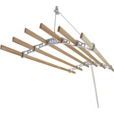 MonsterShop Takhängd Tvättställning Vit 1,2 m Torkställning i Trä Lättmonterad Torkhiss Takmonterad Horisontellt Tak Snedtak Hängande Traditionell Furu Modern Design Stilren Svart Beige Torka Kläder