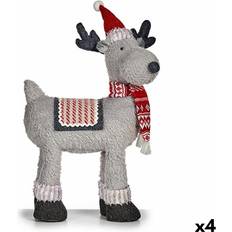 Gris Lámparas de Navidad Figura Decorativa Reno Rojo Gris 22 x 47 x 45 cm (4 Unidades) Lámpara de Navidad