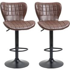 Homcom Leather Brown Bar Stool 109cm 2pcs