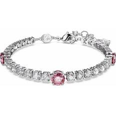 Swarovski Matrix Tennis bracelet, Mixed cuts, Pink, Rhodium plated