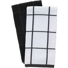 T-fal Solid & Check Parquet Kitchen Towel Black