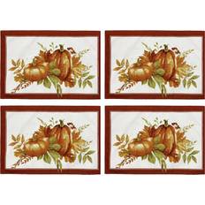 Elrene Home Fashions Autumn Pumpkin Grove Fall Place Mat Red