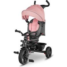 Plastique Tricycles Lionelo Haari Tricycle bébé évolutif Jusqu'à 25 Kg Siège réversible Grand Panier Sac Porte-gobelet Roue Libre Rose