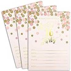 Sparkle and Bash 36-Pack Sweet 16 Birthday Party Invitations With Envelopes 7 x 5 In