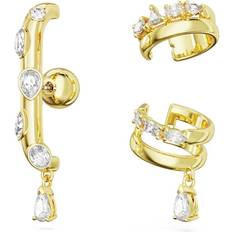 Swarovski Dextera ear cuff, Set 3 Mixed cuts, White, Gold-tone plated