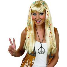 60's Long Wigs Fun Shack Blonde Wig Braided Hippie Wig Halloween Costumes For Women