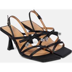 Ganni Sandaletten Ganni Verzierte Sandalen aus Satin Schwarz