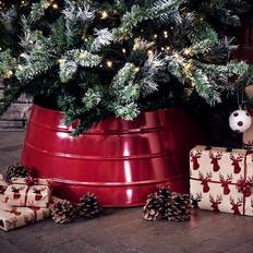 Hierro Faldones de Árbol de Navidad Ivyline Red Metal Xmas Tree Skirt Soporte para Árbol de Navidad